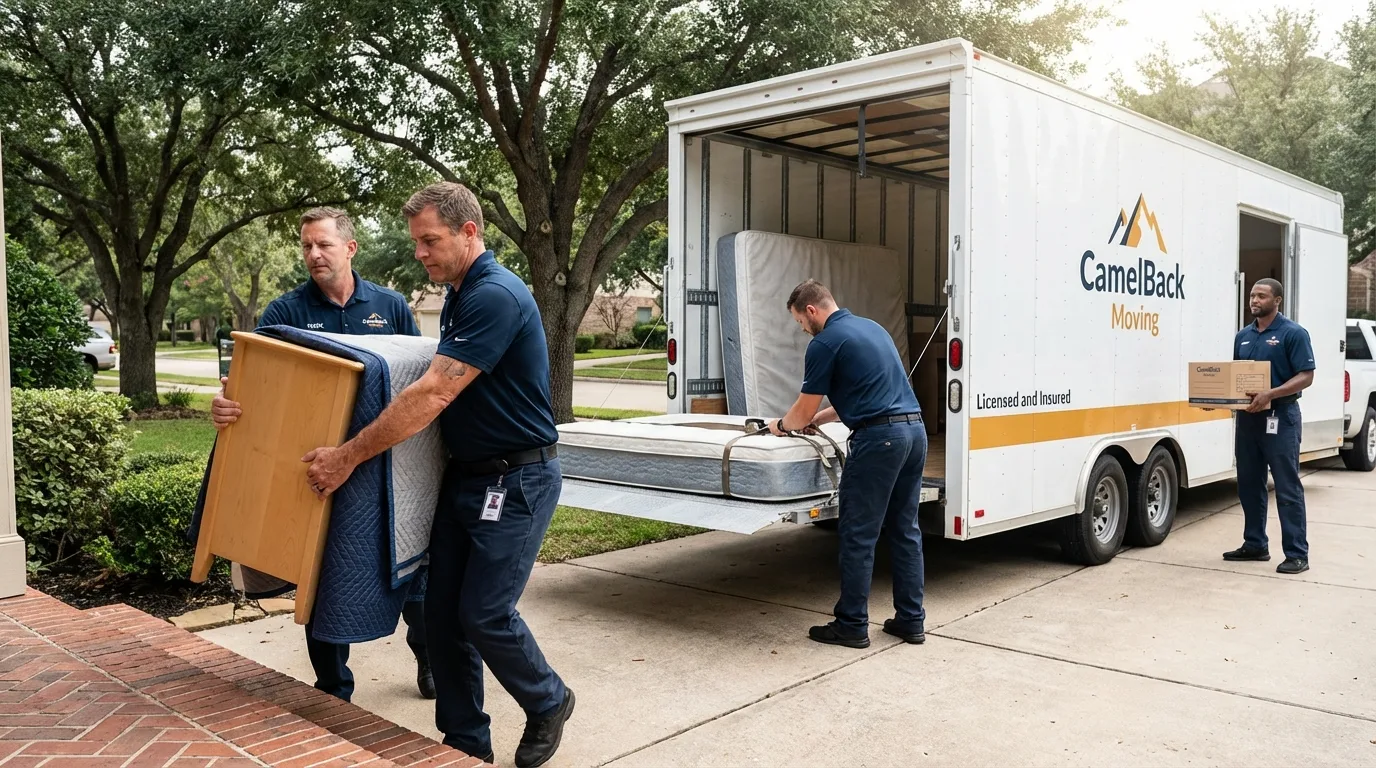 Crew loading residential truck for cross-state move from Lake Butler, FL