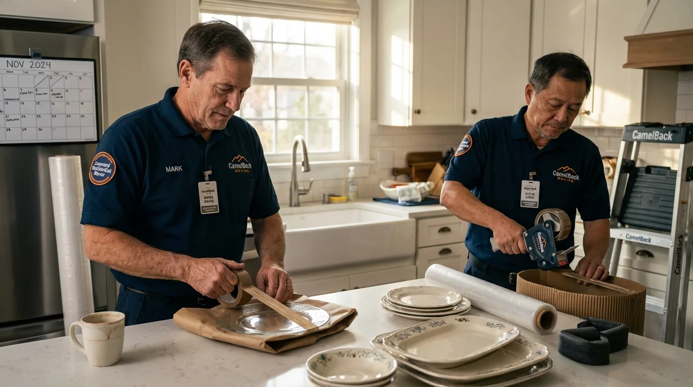 Professional crew packing kitchen dishware in Lake Butler, FL